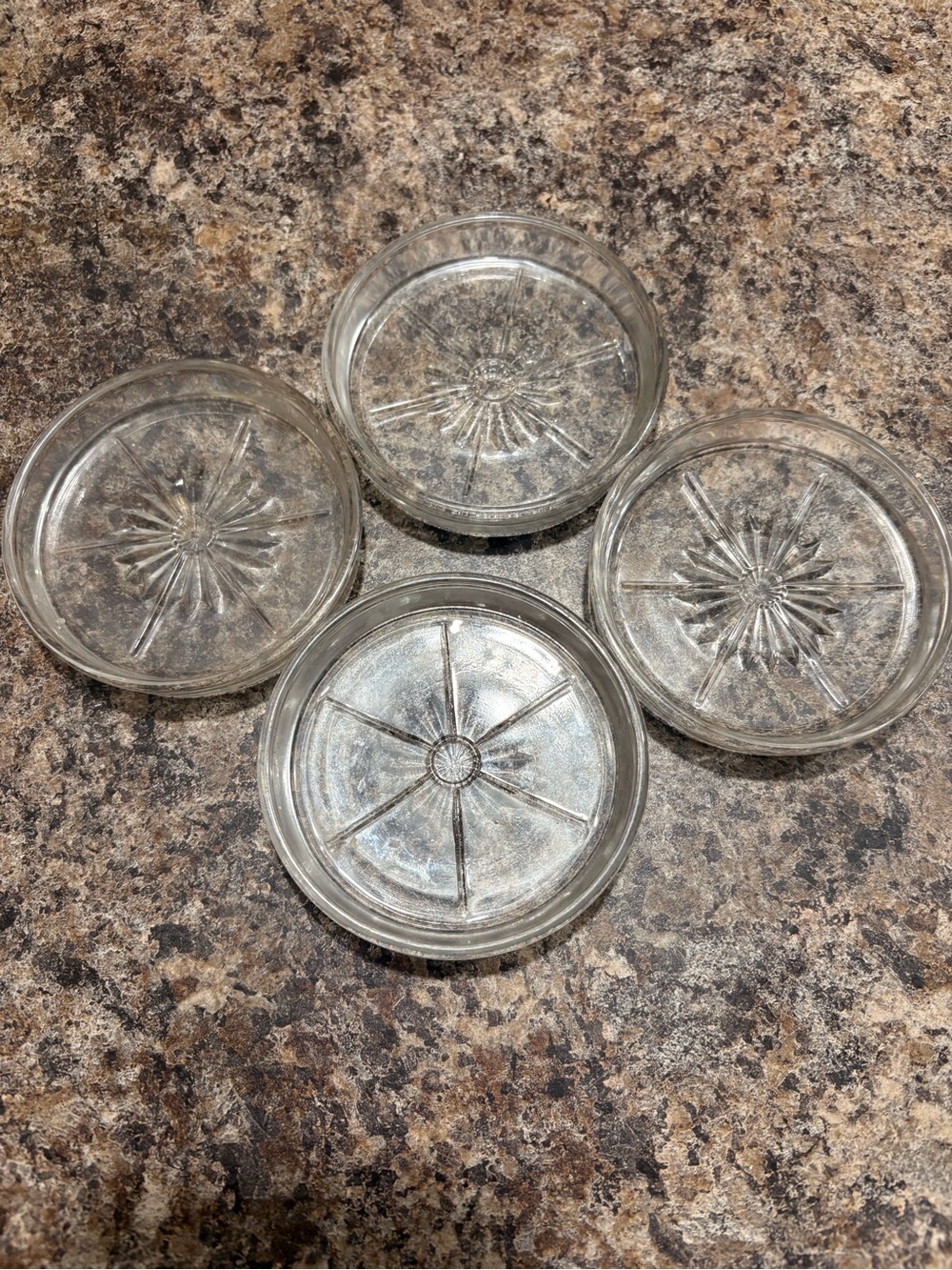 Clear Glass Starburst Coasters - Set of 4